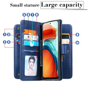 For Xiaomi Redmi Note 10 Pro Multifunctional Magnetic Copper Buckle Horizontal Flip Solid Color Leather Case with 10 Card Slots & Wallet & Holder & Photo Frame(Black)