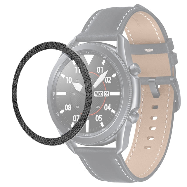For Samsung Galaxy Watch 3 41mm Smart Watch Rhombus Texture Bezel Ring(Black) - Watch Cases by ENKAY