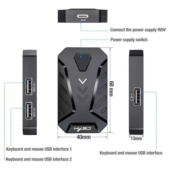 HXSJ V100+J900+P8 One-handed Keyboard + Programming Gaming Mouse + Keyboard Mouse Converter Set