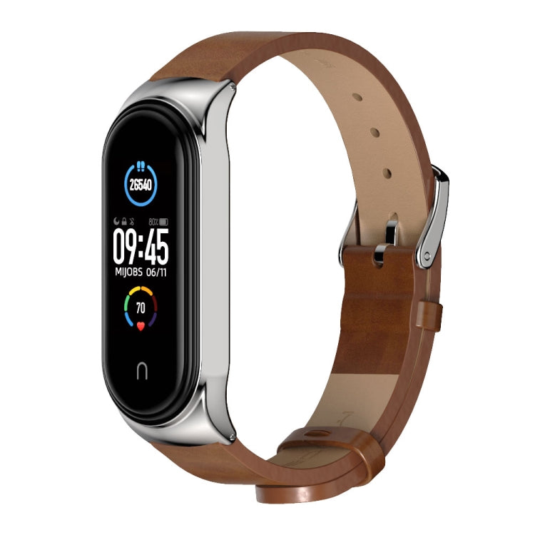 For Xiaomi Mi Band 6 / 5 / 4 / 3 Mijobs CS Microfiber Leather Watch Band(Brown + Silver) - free shipping - PMC TechLife - Order now!