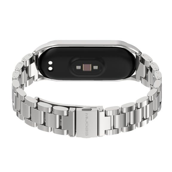 For Xiaomi Mi Band 6 / 5 / 4 / 3 Mijobs CS Metal Three Bead Stainless Steel Watch Band(Silver) - Watch Bands by MIJOBS