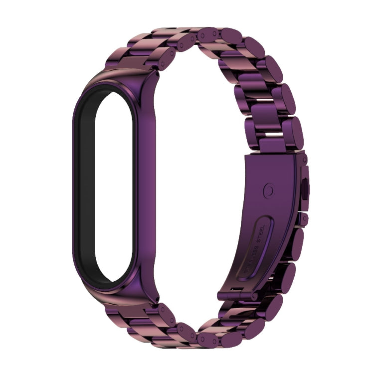 For Xiaomi Mi Band 6 / 5 / 4 / 3 Mijobs CS Metal Three Bead Stainless Steel Watch Band(Purple) - Watch Bands by MIJOBS | Online Shopping South Africa | PMC TechLife | Buy Now Pay Later Mobicred
