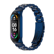 For Xiaomi Mi Band 6 / 5 / 4 / 3 Mijobs CS Metal Three Bead Stainless Steel Watch Band(Blue) - Watch Bands by MIJOBS