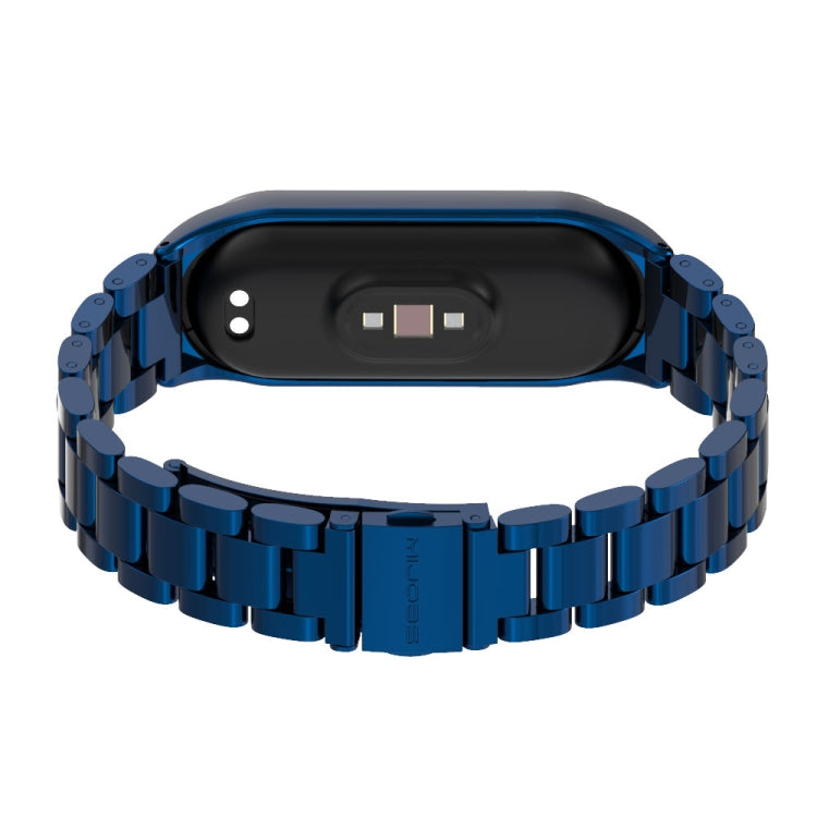 For Xiaomi Mi Band 6 / 5 / 4 / 3 Mijobs CS Metal Three Bead Stainless Steel Watch Band(Blue) - Watch Bands by MIJOBS