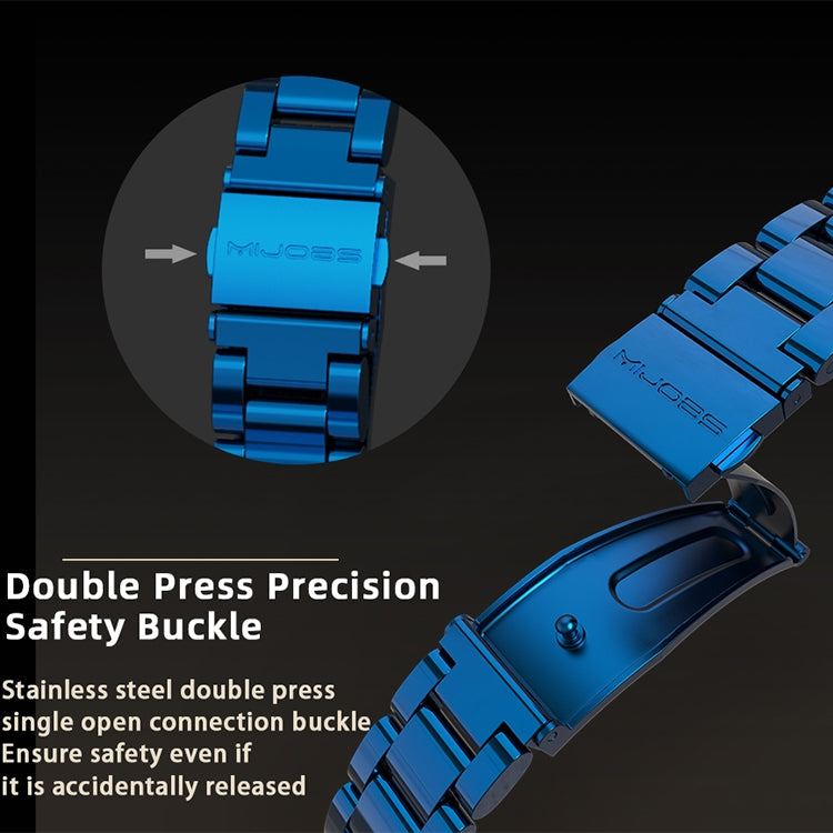 For Xiaomi Mi Band 6 / 5 / 4 / 3 Mijobs CS Metal Three Bead Stainless Steel Watch Band(Blue) - Watch Bands by MIJOBS