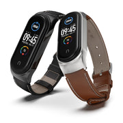 For Xiaomi Mi Band 6 / 5 / 4 / 3 Mijobs CS First Layer Cowhide Watch Band(White) - Watch Bands by MIJOBS