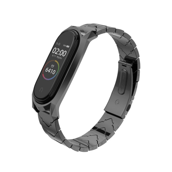 For Xiaomi Mi Band 6 / 5 / 4 / 3 Mijobs GT Metal Stainless Steel V Type Watch Band(Black) - Watch Bands by MIJOBS