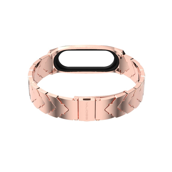 For Xiaomi Mi Band 6 / 5 / 4 / 3 Mijobs GT Metal Stainless Steel V Type Watch Band(Rose Gold)