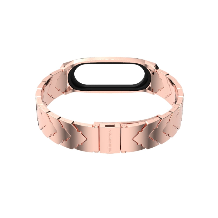 For Xiaomi Mi Band 6 / 5 / 4 / 3 Mijobs GT Metal Stainless Steel V Type Watch Band(Rose Gold)