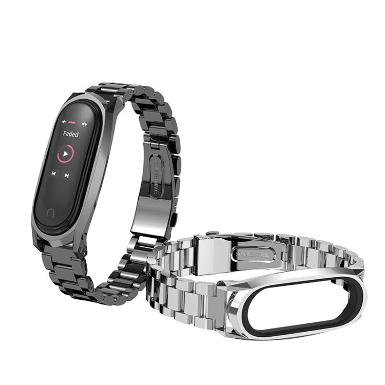 For Xiaomi Mi Band 6 / 5 / 4 / 3 Mijobs Three Beads Metal GT Stainless Steel Watch Band(Rose Gold) - Watch Bands by MIJOBS | Online Shopping South Africa | PMC TechLife | Buy Now Pay Later Mobicred
