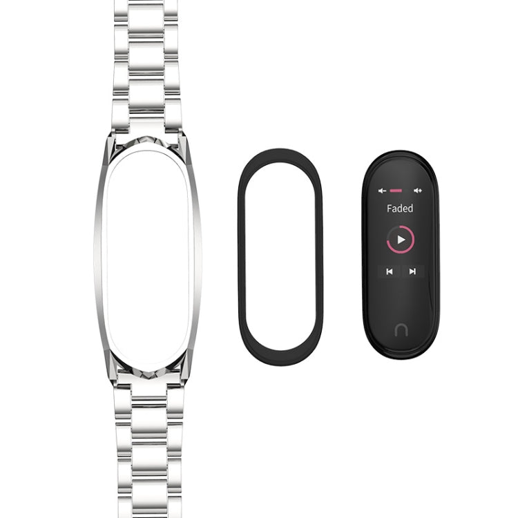 For Xiaomi Mi Band 6 / 5 / 4 / 3 Mijobs Three Beads Metal GT Stainless Steel Watch Band(Blue)