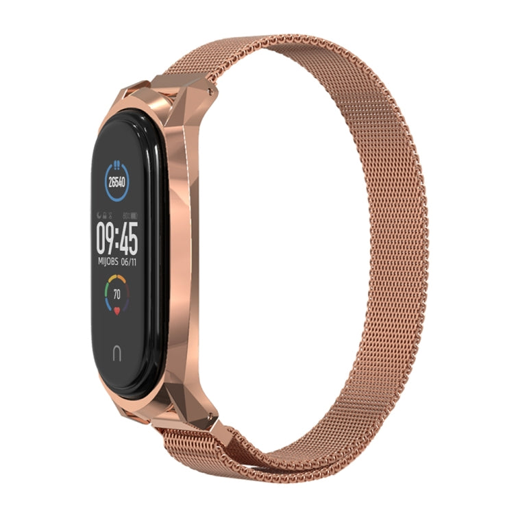 For Xiaomi Mi Band 6 / 5 / 4 / 3 Mijobs Milan Magnetic GT Stainless Steel Watch Band(Rose Gold) - Watch Bands by MIJOBS | Online Shopping South Africa | PMC TechLife | Buy Now Pay Later Mobicred