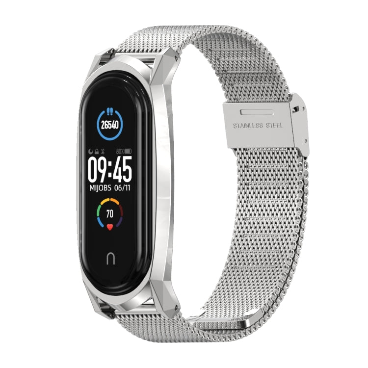 For Xiaomi Mi Band 6 / 5 / 4 / 3 Mijobs Milan Buckle GT Metal Stainless Steel Watch Band(Silver) - Watch Bands by MIJOBS | Online Shopping South Africa | PMC TechLife | Buy Now Pay Later Mobicred