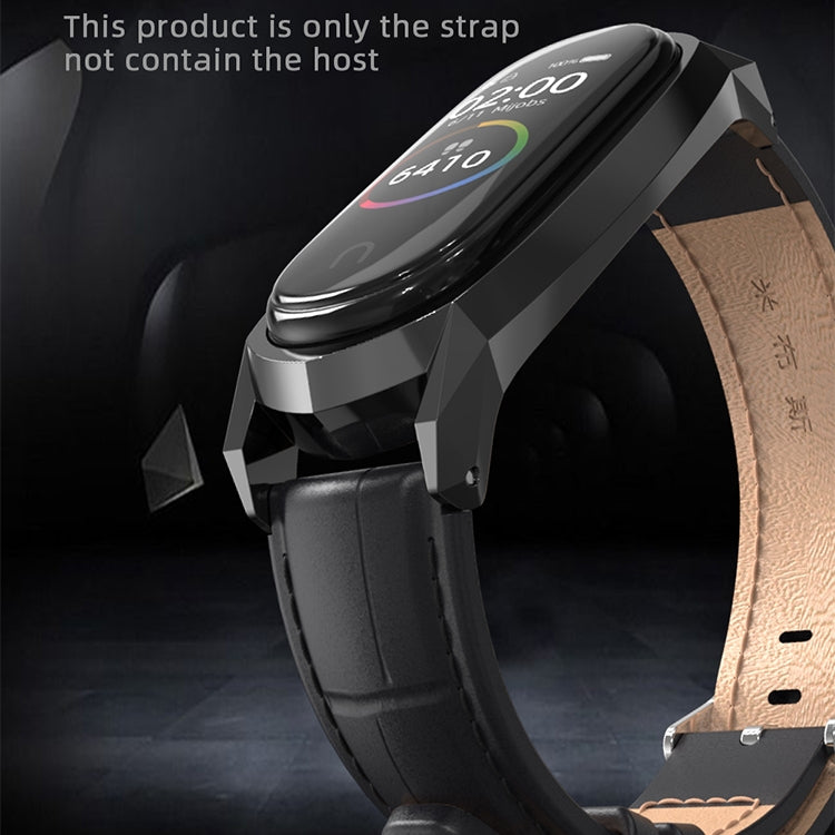 For Xiaomi Mi Band 6 / 5 / 4 / 3 Mijobs GT First Layer Cowhide Watch Band(Bamboo Joint Coffee+Gold) - Watch Bands by MIJOBS | Online Shopping South Africa | PMC TechLife | Buy Now Pay Later Mobicred