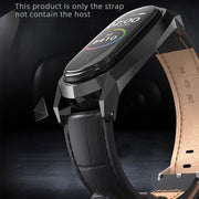 For Xiaomi Mi Band 6 / 5 / 4 / 3 Mijobs GT First Layer Cowhide Watch Band(Bamboo Joint Coffee+Gold) - Watch Bands by MIJOBS