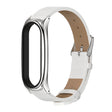 For Xiaomi Mi Band 6 / 5 / 4 / 3 Mijobs Metal Case Crazy Horse Texture PU Microfiber Plus Watch Band(White Silver)