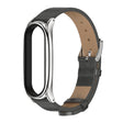 For Xiaomi Mi Band 6 / 5 / 4 / 3 Mijobs Metal Case Crazy Horse Texture PU Microfiber Plus Watch Band(Gray Silver)