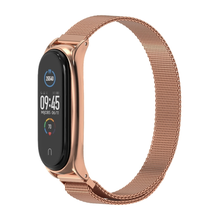 For Xiaomi Mi Band 6 / 5 / 4 / 3 Mijobs Milan Magnetic Plus Stainless Steel Watch Band(Rose Gold) - Watch Bands by MIJOBS | Online Shopping South Africa | PMC TechLife | Buy Now Pay Later Mobicred