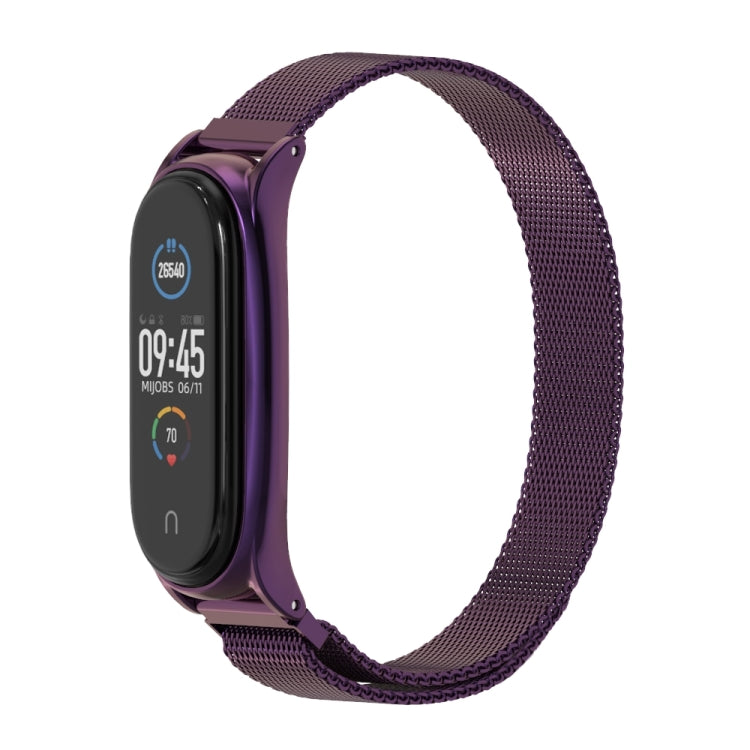 For Xiaomi Mi Band 6 / 5 / 4 / 3 Mijobs Milan Magnetic Plus Stainless Steel Watch Band(Purple) - Watch Bands by MIJOBS | Online Shopping South Africa | PMC TechLife | Buy Now Pay Later Mobicred