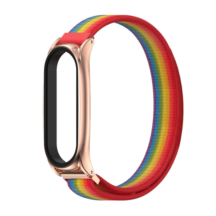For Xiaomi Mi Band 6 / 5 / 4 / 3 Mijobs Nylon Loop Plus Watch Band Watch Band(Rainbow Rose Gold) - Watch Bands by MIJOBS | Online Shopping South Africa | PMC TechLife | Buy Now Pay Later Mobicred