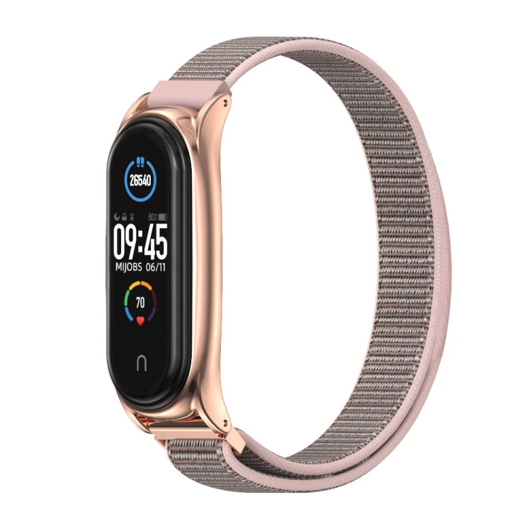 For Xiaomi Mi Band 6 / 5 / 4 / 3 Mijobs Nylon Loop Plus Watch Band Watch Band(Pink Sand Rose Gold) - Watch Bands by MIJOBS | Online Shopping South Africa | PMC TechLife | Buy Now Pay Later Mobicred