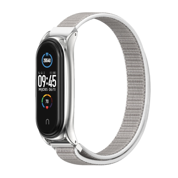 For Xiaomi Mi Band 6 / 5 / 4 / 3 Mijobs Nylon Loop Plus Watch Band Watch Band(Seashell Silver) - Watch Bands by MIJOBS | Online Shopping South Africa | PMC TechLife | Buy Now Pay Later Mobicred