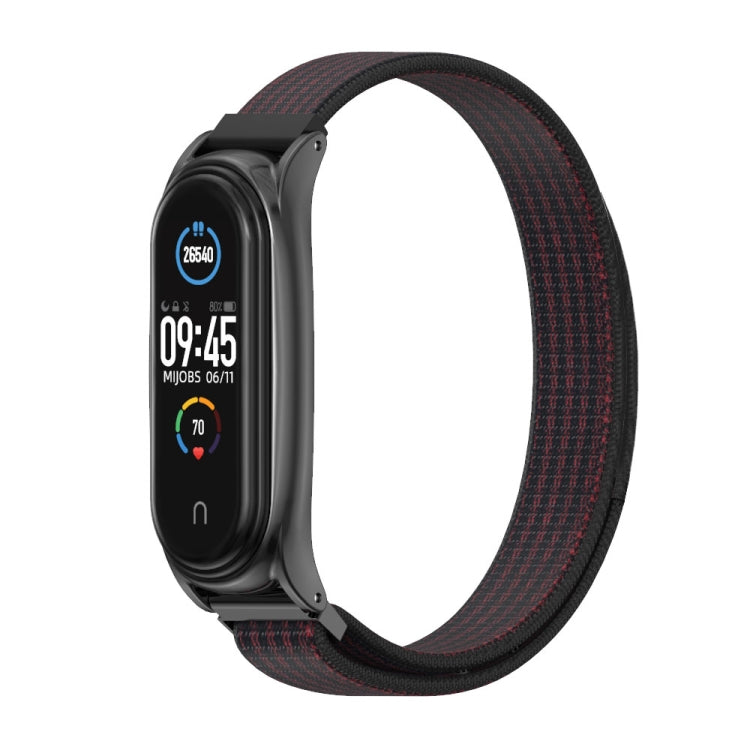 For Xiaomi Mi Band 6 / 5 / 4 / 3 Mijobs Nylon Loop Plus Watch Band Watch Band(Black Red) - Watch Bands by MIJOBS | Online Shopping South Africa | PMC TechLife | Buy Now Pay Later Mobicred