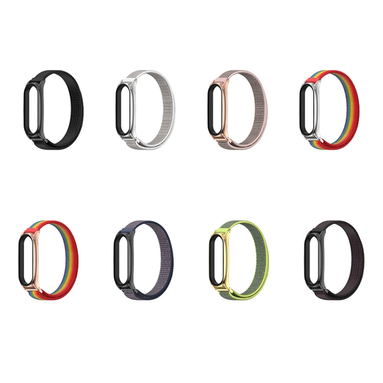 For Xiaomi Mi Band 6 / 5 / 4 / 3 Mijobs Nylon Loop Plus Watch Band Watch Band(Rainbow Rose Gold) - Watch Bands by MIJOBS | Online Shopping South Africa | PMC TechLife | Buy Now Pay Later Mobicred