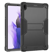 For Samsung Galaxy Tab S7 FE Silicone + PC Shockproof Protective Case with Holder(Black)