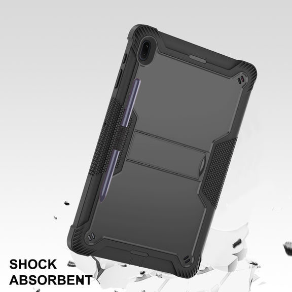 For Samsung Galaxy Tab S7 FE Silicone + PC Shockproof Protective Case with Holder(Black)
