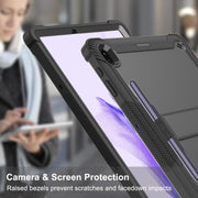 For Samsung Galaxy Tab S7 FE Silicone + PC Shockproof Protective Case with Holder(Black)