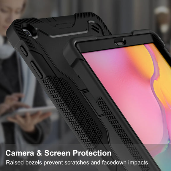 For Samsung Galaxy Tab A 10.1 (2019) Silicone + PC Shockproof Protective Case with Holder(Black)