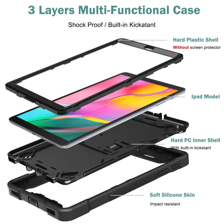 For Samsung Galaxy Tab A 10.1 (2019) Silicone + PC Shockproof Protective Case with Holder(Black)