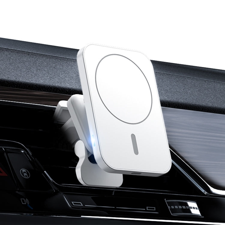 adj-987 15W Magsafe Magnetic Car Air Outlet Wireless Charger with LED Indicator(White) - Wireless Charger Holders by PMC TechLife | Online Shopping South Africa | PMC TechLife