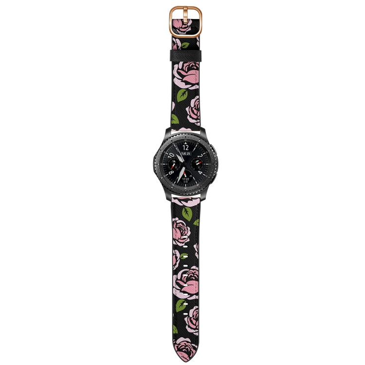 22mm For Xiaomi Haylou RT RS3 LS04 / LS05S Universal Printed Leather Watch Band(Rose) - Watch Bands by MIJOBS | Online Shopping South Africa | PMC TechLife | Buy Now Pay Later Mobicred