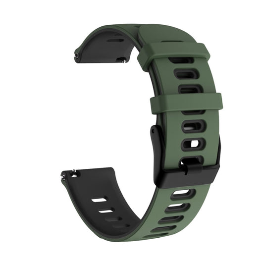 22mm For Xiaomi Haylou RT RS3 LS04 / LS05S Universal Two-color Silicone Watch Band(Army Green Black) - Watch Bands by MIJOBS | Online Shopping South Africa | PMC Jewellery | Buy Now Pay Later Mobicred