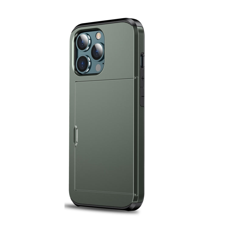 For iPhone 13 Pro Max Shockproof Armor Protective Case with Slide Card Slot (Army Green) - free shipping - PMC TechLife - Order now!