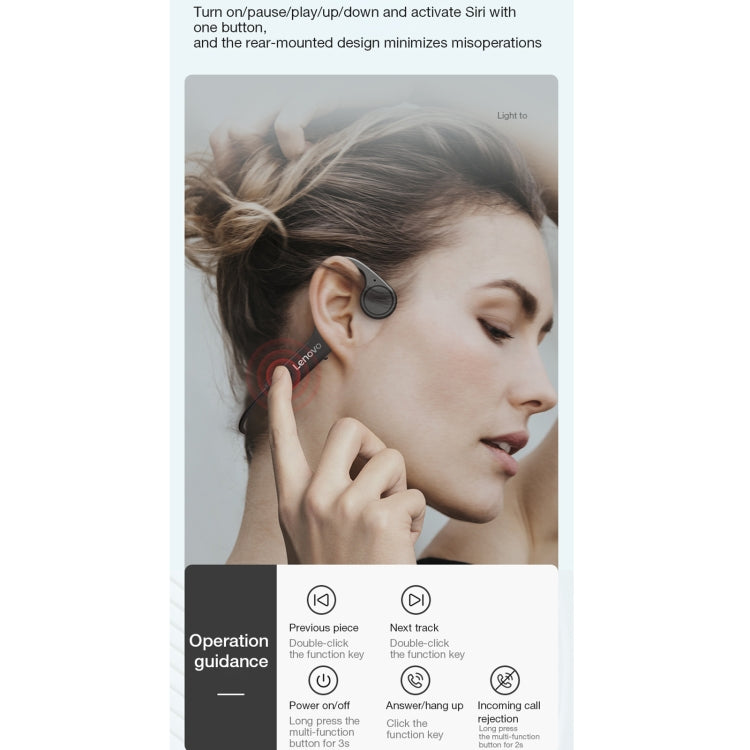 Lenovo X4 Bluetooth 5.0 Waterproof Bone Conduction Wireless Bluetooth Earphone(Black) - free shipping - PMC Jewellery - Order now!