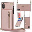 For iPhone X / XS Cross-body Zipper Square TPU+PU Back Cover Case with Holder & Card Slots & Wallet & Strap(Rose Gold) - free shipping - PMC TechLife - Order now!