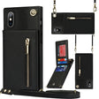 For iPhone XS Max Cross-body Zipper Square TPU+PU Back Cover Case with Holder & Card Slots & Wallet & Strap(Black) - More iPhone Cases by PMC TechLife | Online Shopping South Africa | PMC TechLife | Buy Now Pay Later Mobicred