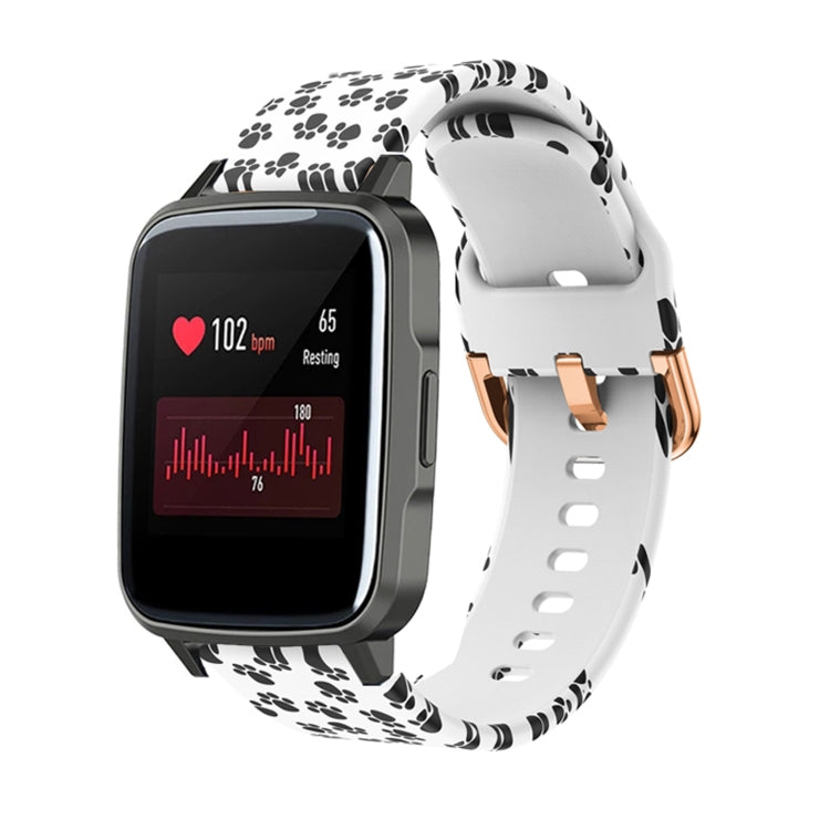 For Xiaomi Haylou LS01 Silicone Printing Watch Band(White Paw Print) - Watch Bands by MIJOBS