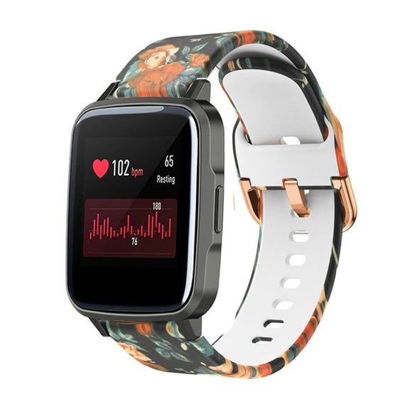 For Xiaomi Haylou LS01 Silicone Printing Watch Band(Red Rose) - Watch Bands by MIJOBS