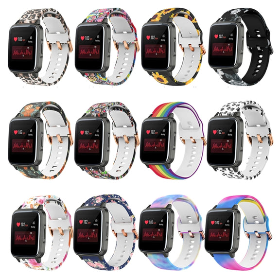 For Xiaomi Haylou LS01 Silicone Printing Watch Band(Black Sunflower) - Watch Bands by MIJOBS