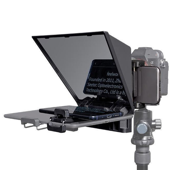 FEELWORLD TP2A NEW Portable Teleprompter with Remote Control & Lens Adapter Ring For Below 8 inches Mobile Phone / Tablet / SLR Camera
