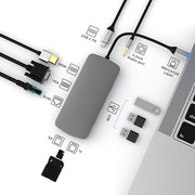 Basix BL10V 10 in 1 USB-C / Type-C to RJ45 + VGA + HDMI + 3.5mm AUX + SD / TF Card Slot + PD USB-C / Type-C + USB 3.0 + 2 USB 2.0 Ports Docking Station HUB