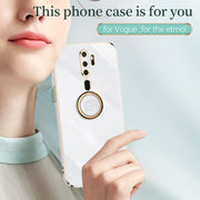 For OPPO A9 2020 / A11x XINLI Straight Edge 6D Electroplate TPU Phone Case with Ring Holder(Cherry Purple)