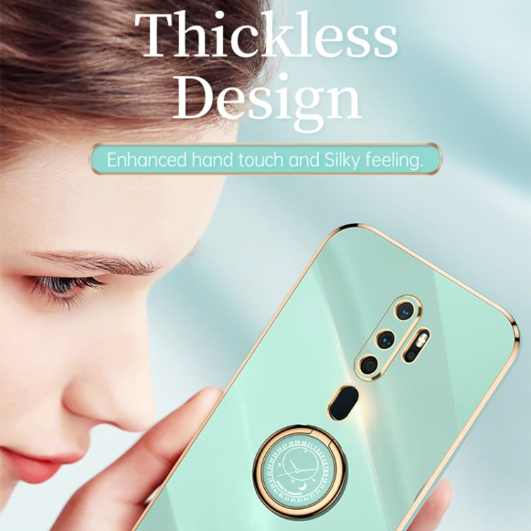 For OPPO A9 2020 / A11x XINLI Straight Edge 6D Electroplate TPU Phone Case with Ring Holder(Mint Green) - OPPO Cases by XINLI | Online Shopping South Africa | PMC TechLife | Buy Now Pay Later Mobicred
