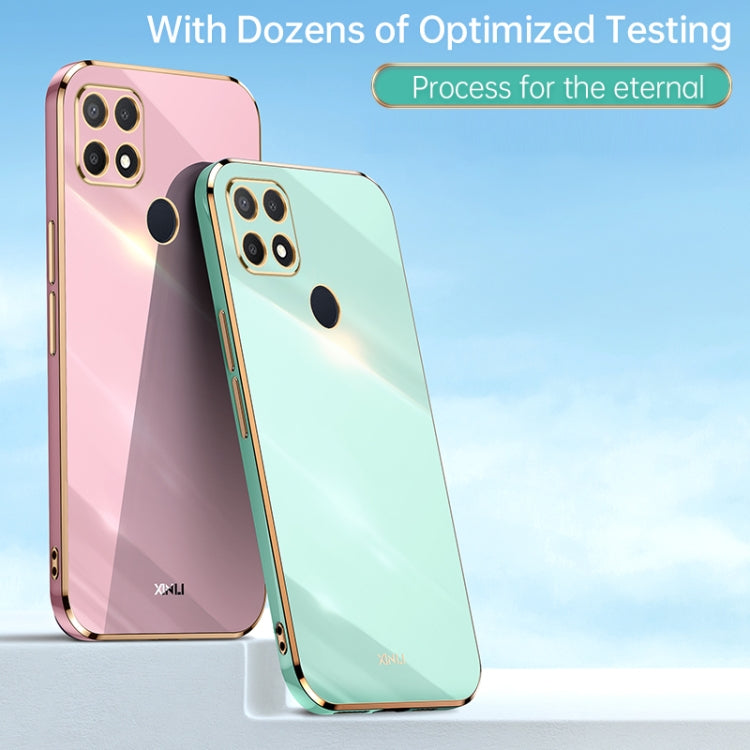 For OPPO A15 XINLI Straight Edge 6D Electroplate TPU Phone Case(Black)