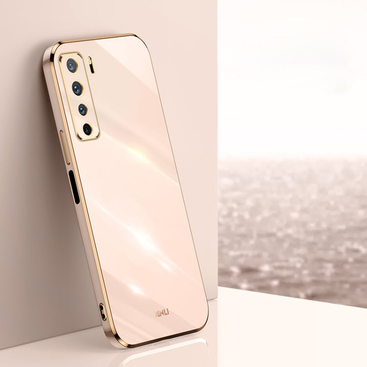 For Huawei nova 7 SE XINLI Straight Edge 6D Electroplate TPU Phone Case(Pink) - Huawei Cases by XINLI | Online Shopping South Africa | PMC TechLife | Buy Now Pay Later Mobicred