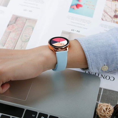 For Samsung Galaxy Watch Active2 Bluetooth Version 44mm Smart Watch Solid Color Silicone Watch Band, Size:L (Light Blue) - Watch Bands by PMC Jewellery | Online Shopping South Africa | PMC Jewellery | Buy Now Pay Later Mobicred